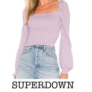 Superdown Lavender Smocked Top